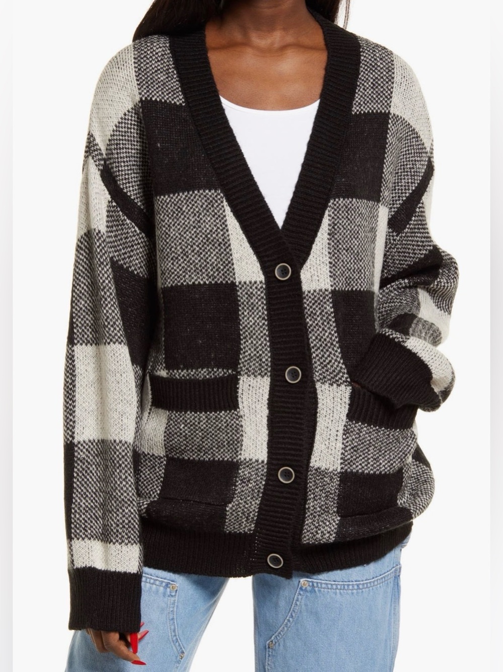 Pre-Owned Vigoss Buffalo Plaid Cardigan Sweater